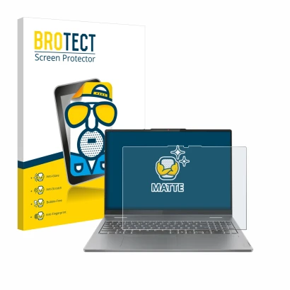 Vorderseite einer Produktverpackung mit dem Markenlogo BROTECT. Daneben ist das Gerät Lenovo IdeaPad 5 2-in-1 Gen 9 16" mit de