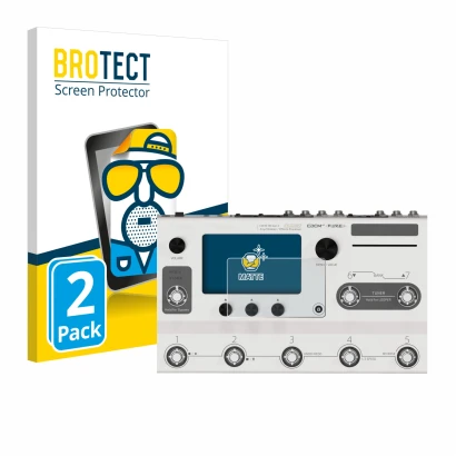 Vorderseite einer Produktverpackung mit dem Markenlogo BROTECT. Daneben ist das Gerät Hotone Ampero II Stage mit dem zugehörig