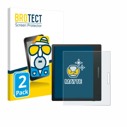 Vorderseite einer Produktverpackung mit dem Markenlogo BROTECT. Daneben ist das Gerät Boox Go Color 7 mit dem zugehörigen Disp