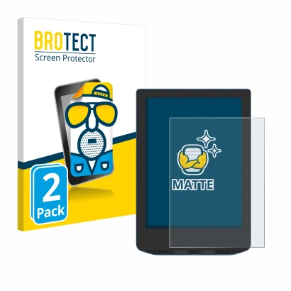 Vorderseite einer Produktverpackung mit dem Markenlogo BROTECT. Daneben ist das Gerät PocketBook Verse Pro Color mit dem zugeh