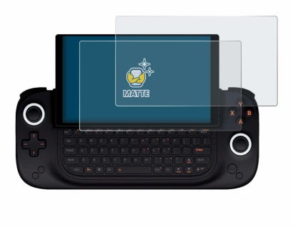 Abbildung des Geräts Ayaneo Slide mit einer Vielzahl des Displayschutzes.