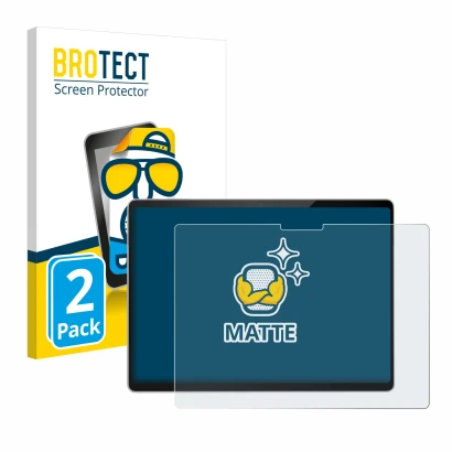 Vorderseite einer Produktverpackung mit dem Markenlogo BROTECT. Daneben ist das Gerät Microsoft Surface Pro 11 mit dem zugehör