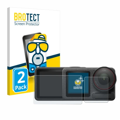 Vorderseite einer Produktverpackung mit dem Markenlogo BROTECT. Daneben ist das Gerät DJI Osmo Action 5 Pro mit dem zugehörige