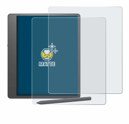 Abbildung des Geräts Amazon Kindle Scribe 2024 mit einer Vielzahl des Displayschutzes.