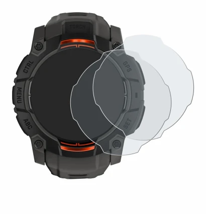 Abbildung des Geräts Garmin Instinct 3 Solar (50 mm) mit einer Vielzahl des Displayschutzes.
