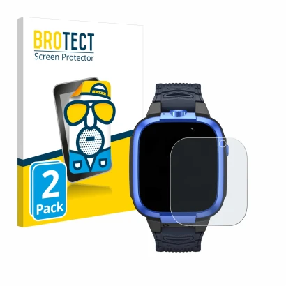 Vorderseite einer Produktverpackung mit dem Markenlogo BROTECT. Daneben ist das Gerät Xiaomi Mibro Kids Z3 mit dem zugehörigen