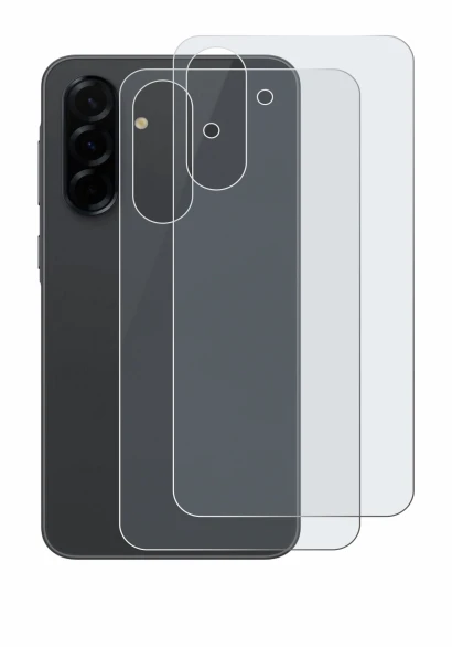 Abbildung des Geräts Samsung Galaxy A36 5G (Rückseite) mit einer Vielzahl des Displayschutzes.