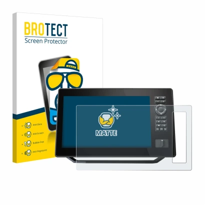 Vorderseite einer Produktverpackung mit dem Markenlogo BROTECT. Daneben ist das Gerät Humminbird Xplore 10 mit dem zugehörigen