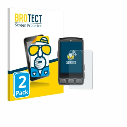 Vorderseite einer Produktverpackung mit dem Markenlogo BROTECT. Daneben ist das Gerät Wahoo Elemnt Roam V3 mit dem zugehörigen