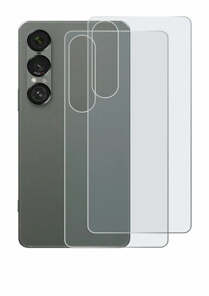 Abbildung des Geräts Sony Xperia 1 VII (Rückseite) mit einer Vielzahl des Displayschutzes.