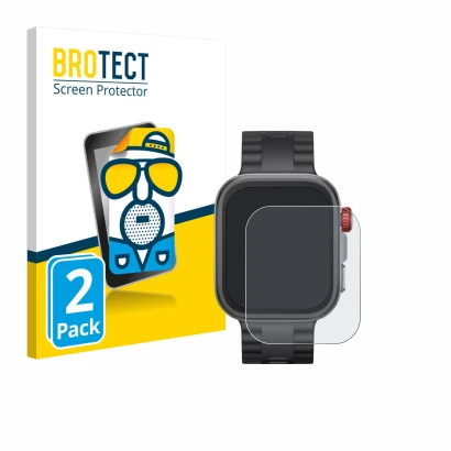 Vorderseite einer Produktverpackung mit dem Markenlogo BROTECT. Daneben ist das Gerät Huawei Watch Fit 4 Pro mit dem zugehörig