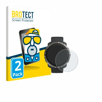 Vorderseite einer Produktverpackung mit dem Markenlogo BROTECT. Daneben ist das Gerät Polar Grit X2 mit dem zugehörigen Displa