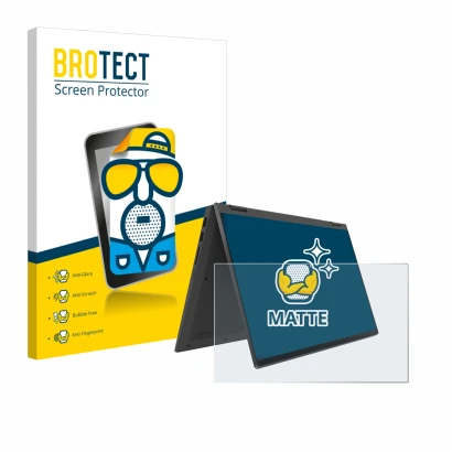 Vorderseite einer Produktverpackung mit dem Markenlogo BROTECT. Daneben ist das Gerät Lenovo IdeaPad Flex 5 14ALC05 mit dem zu