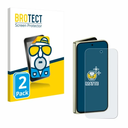 Vorderseite einer Produktverpackung mit dem Markenlogo BROTECT. Daneben ist das Gerät Google Pixel 10 Pro Fold mit dem zugehör