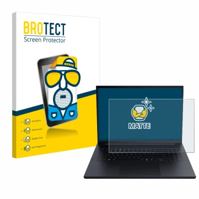 Vorderseite einer Produktverpackung mit dem Markenlogo BROTECT. Daneben ist das Gerät Razer Blade 18 2025 mit dem zugehörigen