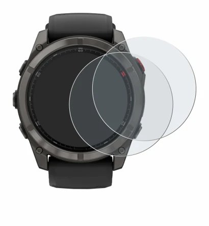 Abbildung des Geräts Garmin Fenix 8 Pro AMOLED (51 mm) mit einer Vielzahl des Displayschutzes.