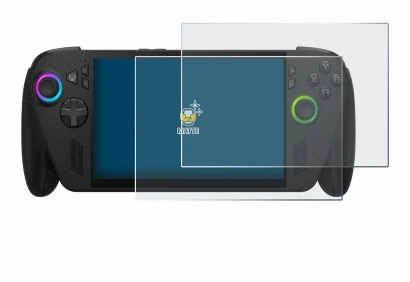 Abbildung des Geräts ASUS ROG Ally X 2025 mit einer Vielzahl des Displayschutzes.