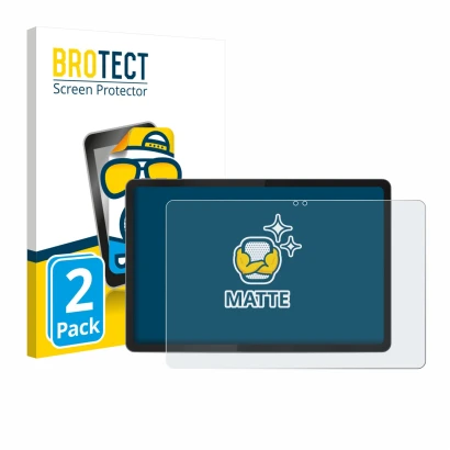 Vorderseite einer Produktverpackung mit dem Markenlogo BROTECT. Daneben ist das Gerät Lenovo Idea Tab 11" 2025 TB336FU mit dem