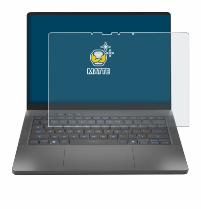 Abbildung des Geräts ASUS ROG Zephyrus G14 2025 GA403 mit einer Vielzahl des Displayschutzes.