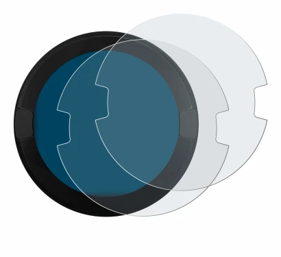 Abbildung des Geräts OOONO P-DISC NO2 mit einer Vielzahl des Displayschutzes.