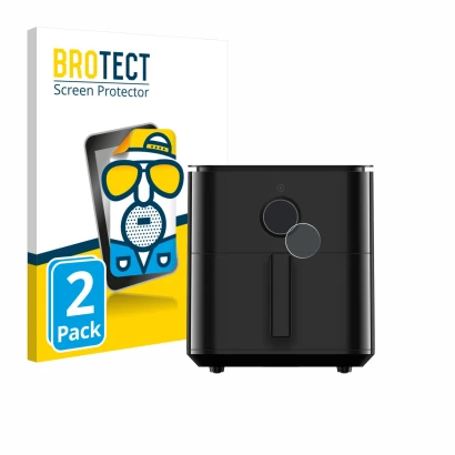 Vorderseite einer Produktverpackung mit dem Markenlogo BROTECT. Daneben ist das Gerät Xiaomi Air Fryer 6.5 L mit dem zugehörig