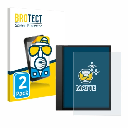 Vorderseite einer Produktverpackung mit dem Markenlogo BROTECT. Daneben ist das Gerät Boox Note Air 5 C mit dem zugehörigen Di