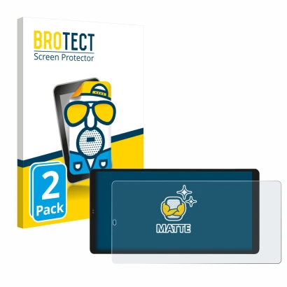 Vorderseite einer Produktverpackung mit dem Markenlogo BROTECT. Daneben ist das Gerät Shelly Wall Display X2i mit dem zugehöri