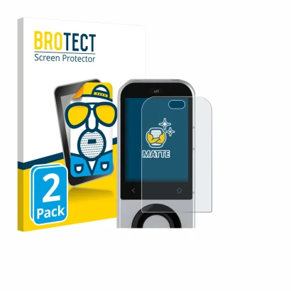 Vorderseite einer Produktverpackung mit dem Markenlogo BROTECT. Daneben ist das Gerät Sofabaton X2 mit dem zugehörigen Display