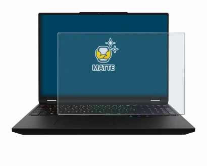 Abbildung des Geräts XMG Apex 16 Max mit einer Vielzahl des Displayschutzes.