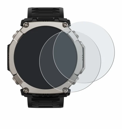 Abbildung des Geräts Huami Amazfit T-Rex Ultra 2 mit einer Vielzahl des Displayschutzes.