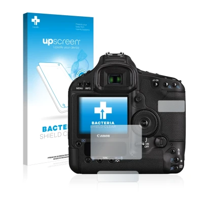 Vorderseite einer Produktverpackung mit dem Markenlogo upscreen. Daneben ist das Gerät Canon EOS 1D Mark III mit dem zugehörig