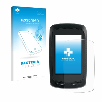 Vorderseite einer Produktverpackung mit dem Markenlogo upscreen. Daneben ist das Gerät Garmin Edge 800 mit dem zugehörigen Dis