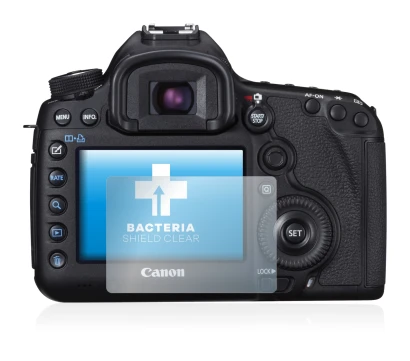 Abbildung des Geräts Canon EOS 5D Mark III mit einer Vielzahl des Displayschutzes.