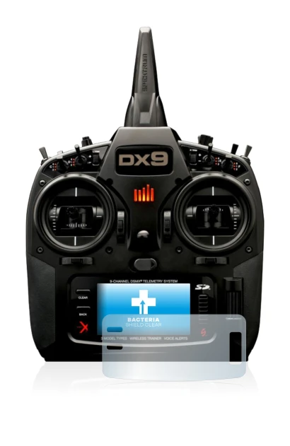 Abbildung des Geräts Spektrum DX9 mit einer Vielzahl des Displayschutzes.