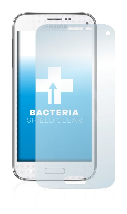 Abbildung des Geräts Samsung Galaxy S5 Mini SM-G800 mit einer Vielzahl des Displayschutzes.