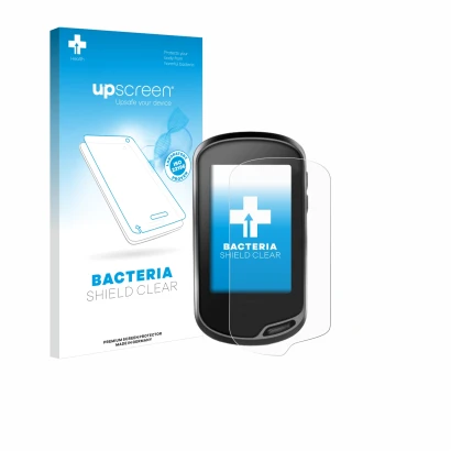 Vorderseite einer Produktverpackung mit dem Markenlogo upscreen. Daneben ist das Gerät Garmin Oregon 700 mit dem zugehörigen D