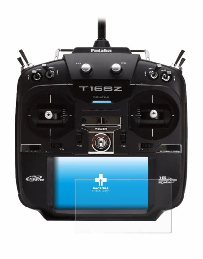 Abbildung des Geräts Robbe Futaba T16SZ mit einer Vielzahl des Displayschutzes.