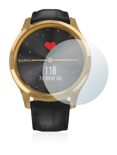 Abbildung des Geräts Garmin vivomove Luxe (42 mm) mit einer Vielzahl des Displayschutzes.