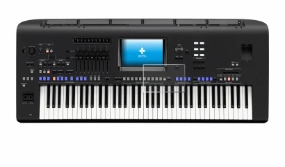 Abbildung des Geräts Yamaha Genos mit einer Vielzahl des Displayschutzes.