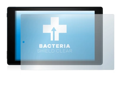 Abbildung des Geräts Amazon Fire HD 10 2019 (9. Gen.) mit einer Vielzahl des Displayschutzes.