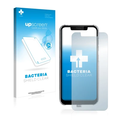 Vorderseite einer Produktverpackung mit dem Markenlogo upscreen. Daneben ist das Gerät Gigaset GS195LS mit dem zugehörigen Dis