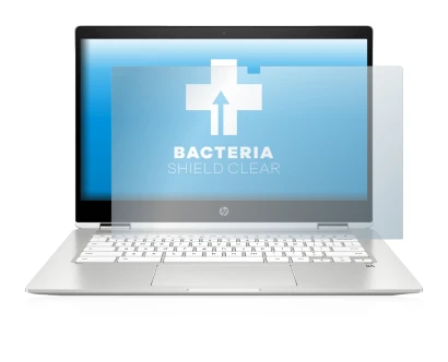 Abbildung des Geräts HP Chromebook x360 (14b-caX) mit einer Vielzahl des Displayschutzes.