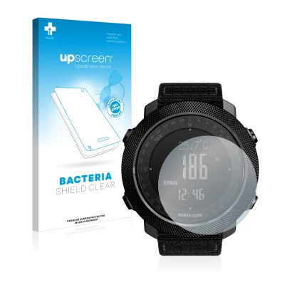 Vorderseite einer Produktverpackung mit dem Markenlogo upscreen. Daneben ist das Gerät North Edge Apache mit dem zugehörigen D