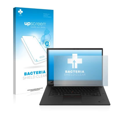 Vorderseite einer Produktverpackung mit dem Markenlogo upscreen. Daneben ist das Gerät Lenovo ThinkPad P1 Gen 3 mit dem zugehö