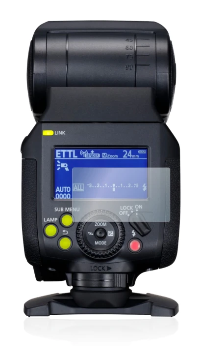 Abbildung des Geräts Canon Speedlite EL-1 mit einer Vielzahl des Displayschutzes.