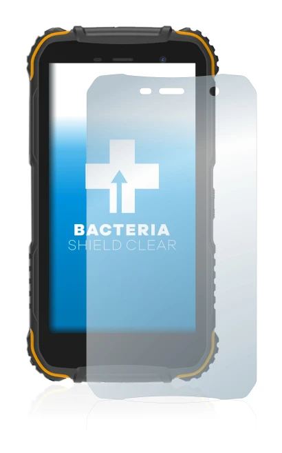 Abbildung des Geräts Doogee S35 mit einer Vielzahl des Displayschutzes.