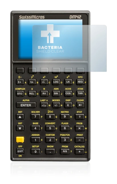 Abbildung des Geräts SwissMicros DM42 mit einer Vielzahl des Displayschutzes.