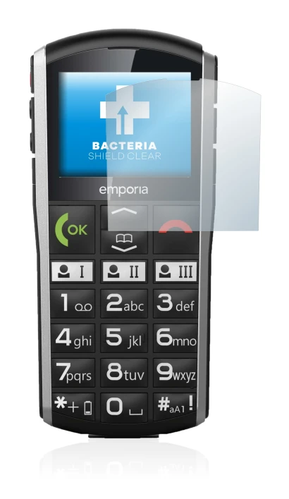 Abbildung des Geräts Emporia Simplicity mit einer Vielzahl des Displayschutzes.