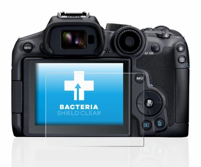 Abbildung des Geräts Canon EOS R7 mit einer Vielzahl des Displayschutzes.