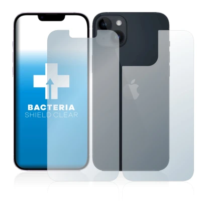 Abbildung des Geräts Apple iPhone 14 (Display+Rückseite) mit einer Vielzahl des Displayschutzes.